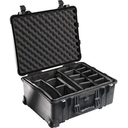 Pelican 1560 Watertight Protector Case with Base Foam & Wheels, Black