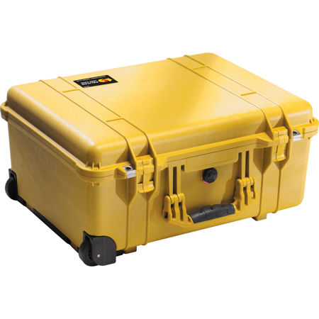 Pelican 1560 Waterproof Carry-on-Case w/Yellow/Blk Divider Set & Wheels - Yellow