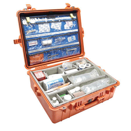Pelican 1600EMS Watertight Hard Case with Dividers & EMS Lid Organizer - Orange