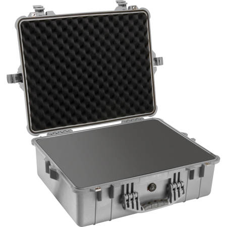 Pelican 1600 Watertight Hard Case with Foam insert - Silver (Gray)