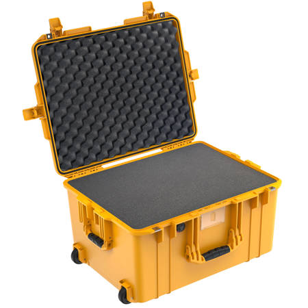 Pelican 1607AirWF Wheeled Hard Case with Foam Insert, Yellow