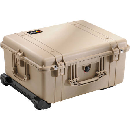 Pelican 1610 Watertight Hard Case with Cubed Foam & Wheels - Desert Tan