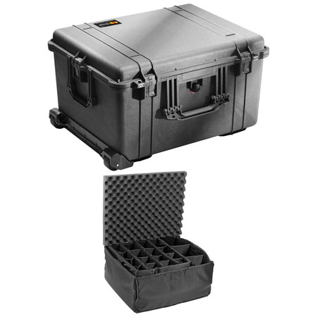 Pelican 1620 Watertight Wheeled Hard Case, Bundle with 1625 Padded Divider Set, Black