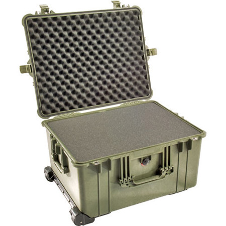 Pelican 1620 Watertight Hard Case with Cubed Foam Interior & Wheels - Green