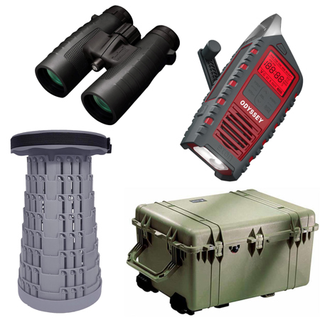 Pelican 1630 Case with Foam, Olive, with 10x42mm Binocular and Emergency Radio