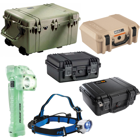 Pelican 1630 Watertight Hard Case, Olive Drab Green, Bundle with Headlight, Flashlight and 3x Case