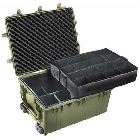 Pelican 1630 Watertight Hard Case with Padded Dividers & 4 Wheels - Green
