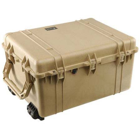 Pelican 1630 Watertight Hard Case with Padded Dividers & 4 Wheels - Tan