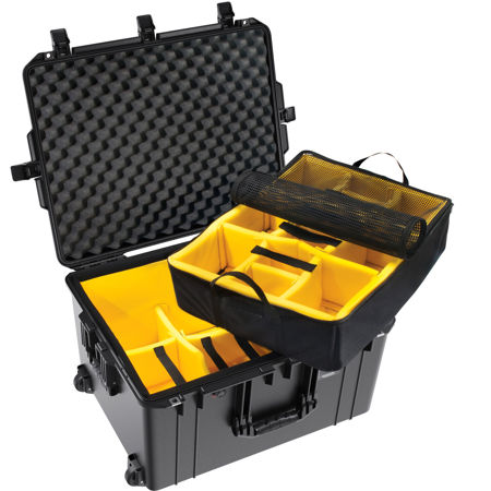 Pelican 1637AirWD Wheeled Hard Case with Padded Divider Insert, Black