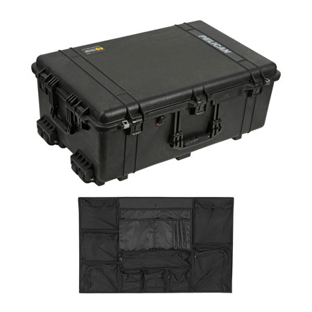 Pelican 1650 Watertight Wheeled Hard Case with Foam Insert, Bundle with PC1659 Lid Organizer, Black