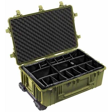 Pelican 1650 Watertight Wheeled Hard Case with Dividers - Olive Drab Green