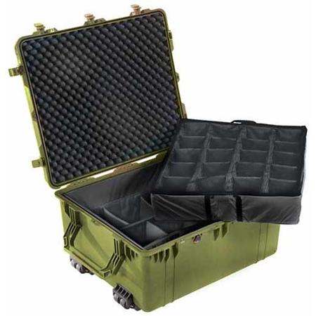 Pelican 1690 Watertight Wheeled Hard Case with Dividers - Olive Drab Green