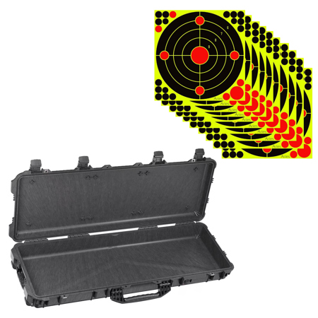 Pelican 1720 42" Wheeled Gun Case, Charcoal Black, Bundle with 12x12" Splatter Shooting Target Stickers, 10-Pack
