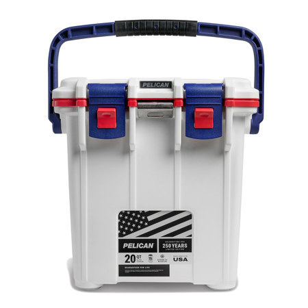 Pelican 20QT America 250 Limited Edition Elite Cooler, White/Red/Blue
