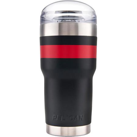 Pelican 22 oz Stainless Steel Travel Tumbler, Slide Lid, Black/Red