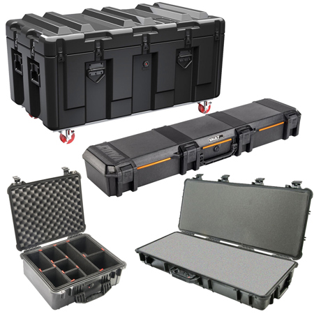 Pelican AL4824-1604 Single Hinged Lid Trunk with Foam & Casters, Black