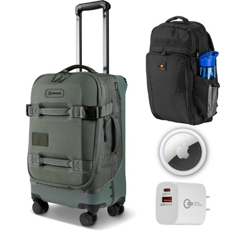 Pelican 22" Aegis 39L Carry-On Rolling Hybrid Duffel Bag, Charcoal Sage + Backpack + Apple AIRTAG + Dual Wall Charger