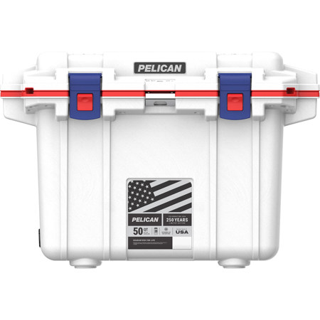 Pelican 50QT America 250 Limited Edition Elite Cooler, White/Red/Blue