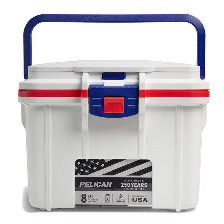Pelican 8QT America 250 Limited Edition Personal Cooler, White/Red/Blue