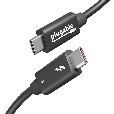 Plugable 3.3' 240W Thunderbolt 4 USB-C Male EPR Cable, Black