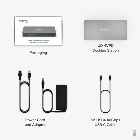Plugable 11-in-1ドッキングステーション UD-4VPD HDMI Plugable 11-In-1 USB4 Dual 4K HDMI Docking Station UD-4VPD