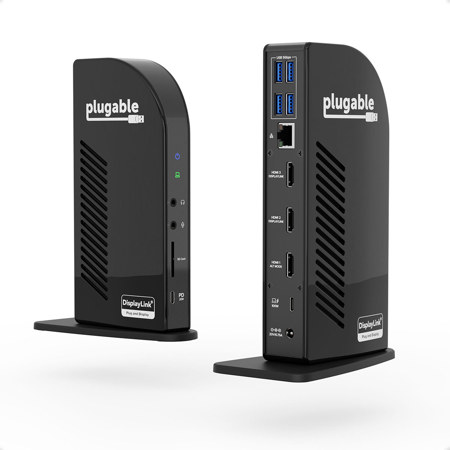 Plugable 13-In-1 Triple Display Docking Station with 100W Laptop Charging