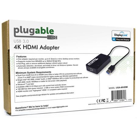 Plugable USB 3.0 4K HDMI Adapter for Multiple Monitors UGA-4KHDMI