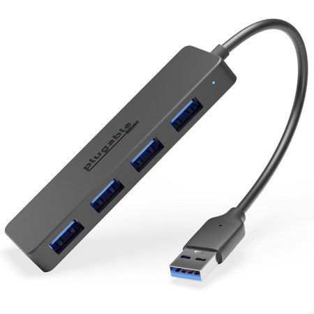 Plugable USB-A 4-Port Hub, Black