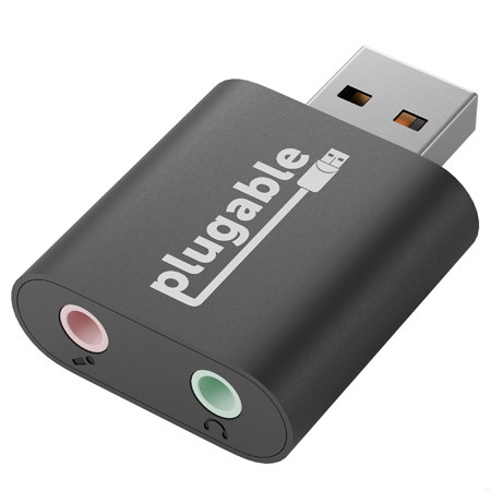 Plugable USB-A Audio Adapter with 3.5mm Input and Output