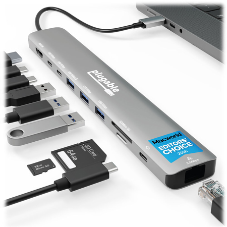 Plugable 140W 10-in-1 USB-C Hub with 4K HDMI and 2.5GbE Ethernet