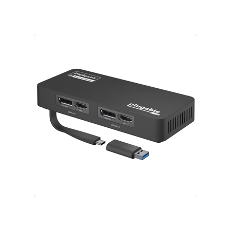 Plugable USB-C and USB-A to Dual HDMI/DisplayPort Adapter