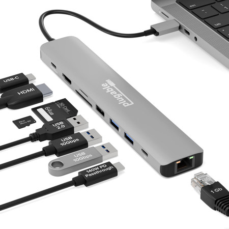 Plugable 9-In-1 USB-C Hub with 4K HDMI and 140W Power Delivery Charging