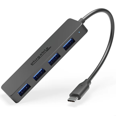 Plugable 5.91" USB-C 4-Port Hub, Black