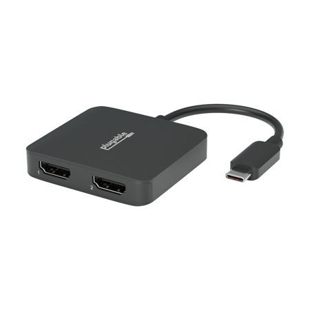 Plugable USB-C to Dual 4K HDMI MST Display Adapter, Black