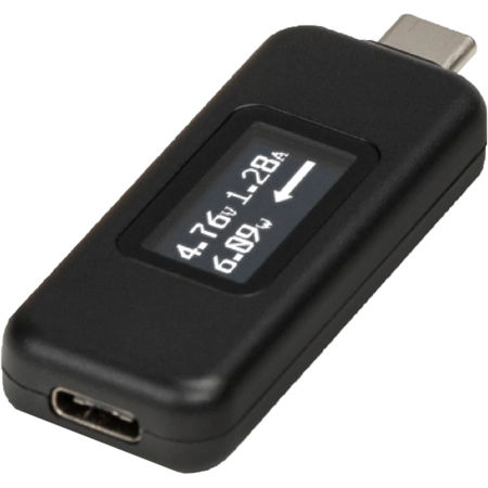 Plugable 240W USB-C Voltage and Amperage Meter for High Power Devices, Black