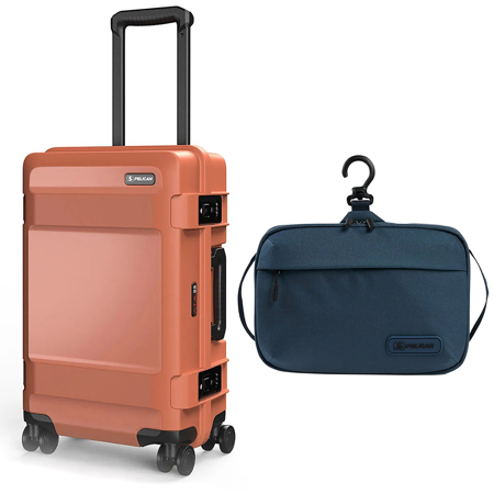 Pelican ATX 22" Waterproof Wheeled Carry-On Hard Travel Case, Iron Clay, Bundle with DK5 ModPak Travel Toiletry Bag
