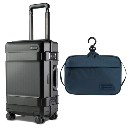 Pelican ATX 22" Waterproof Wheeled Carry-On Hard Travel Case, Black, Bundle with DK5 ModPak Travel Toiletry Bag