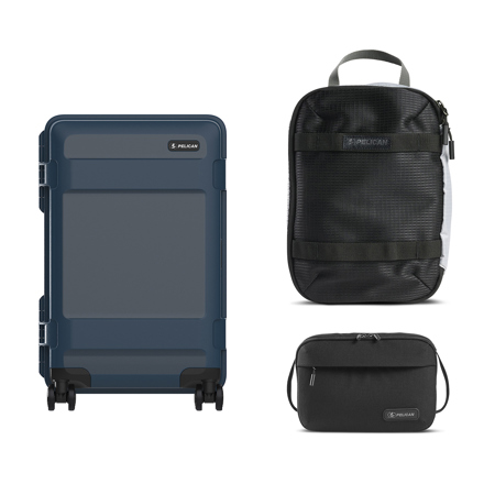 Pelican ATX 22" Waterproof Wheeled Carry-On Hard Travel Case, Indigo Blue, Bundle with PCM ModPak Packing Cube and DK5 ModPak Toiletry Bag