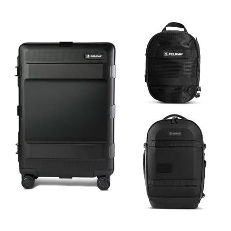 Pelican ATX 25" Waterproof Wheeled Check-In Hard Travel Case, Bundle with PX25 25L Travel Backpack and PCS ModPak Small Packing Cube, Black