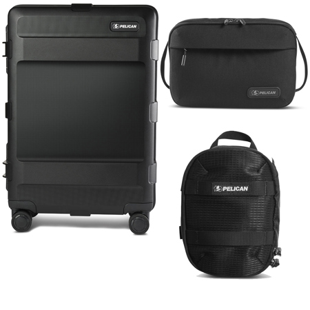 Pelican ATX 25" Waterproof Wheeled Check-In Hard Travel Case, Bundle with DK5 ModPak Toiletry Bag and PCS ModPak Small Packing Cube, Black