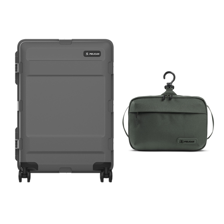 Pelican ATX 25" Waterproof Wheeled Check-In Travel Hard Case, Charcoal, with DK5 ModPak Toiletry Bag