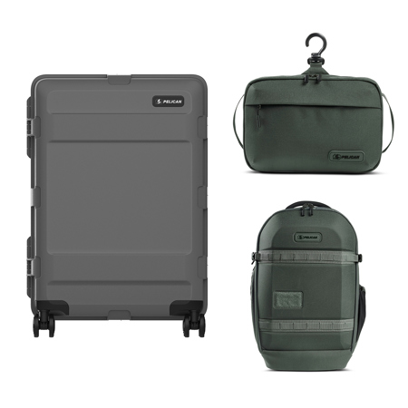 Pelican ATX 25" Wheeled Hard Travel Case, w/25L Backpack & Toiletry Bag,Charcoal