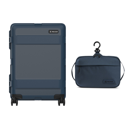 Pelican ATX 25" Waterproof Wheeled Check-In Travel Hard Case, Indigo Blue, with DK5 ModPak Toiletry Bag