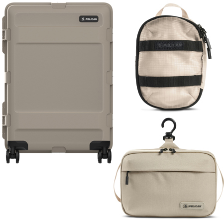 Pelican ATX 25" Wheeled Hard Travel Case, w/Toiletry Bag and Packing Cube, Sand