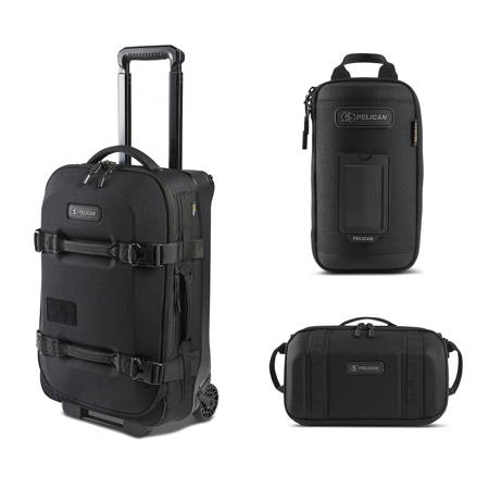 Pelican Aegis HY22 22" Wheeled Carry-On Roller Hybrid Duffel Bag, Black, Bundle with AVP-S ModPak AV Pouch and SXH5 Protective Cross Body Sling Bag