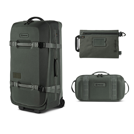 Pelican Aegis HY32 32" Wheeled Check-In Roller Hybrid Duffel Bag, Charcoal, Bundle with SPL ModPak Storage Pouch and SXH5 Protective Cross Body Sling Bag