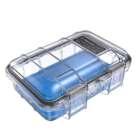 Pelican M40 Waterproof Hard Micro Case, Small, Clear/Blue