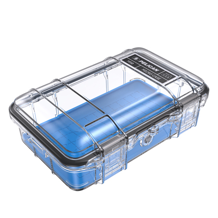 Pelican M50 Waterproof Hard Micro Case, Medium, Clear/Blue