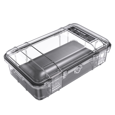 Pelican M60 Waterproof Hard Micro Case, Large, Clear/Black