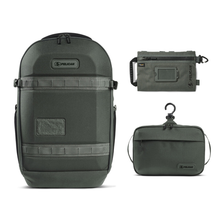 Pelican Aegis PX18 18L Travel Backpack, Charcoal, Bundle with SPM ModPak Storage Pouch and DK5 ModPak Toiletry Bag